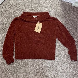 Chenille Off Shoulder Sweater, Size Small, New